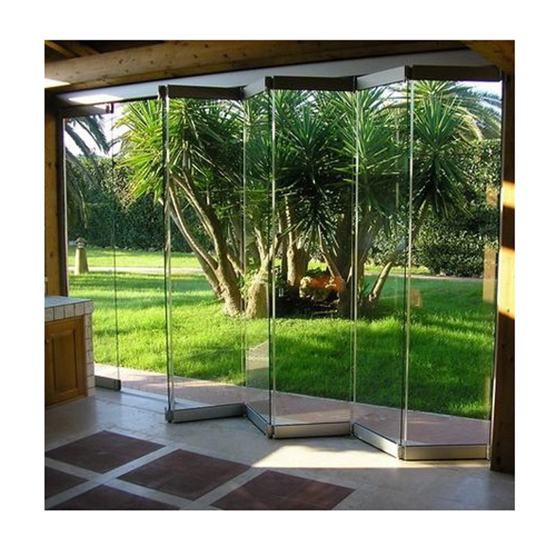 Frameless folding glass doors exterior entry patio doors