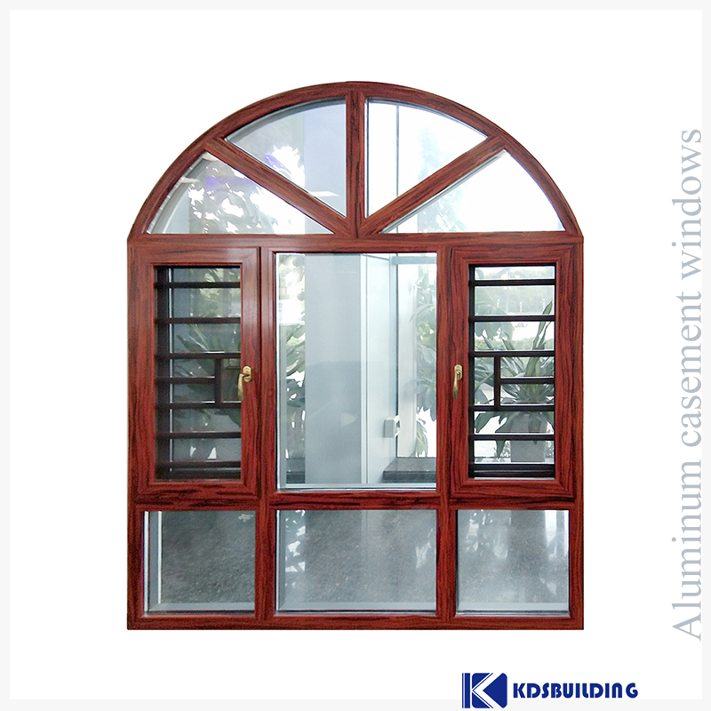 Half circle arched aluminum arch window with grid