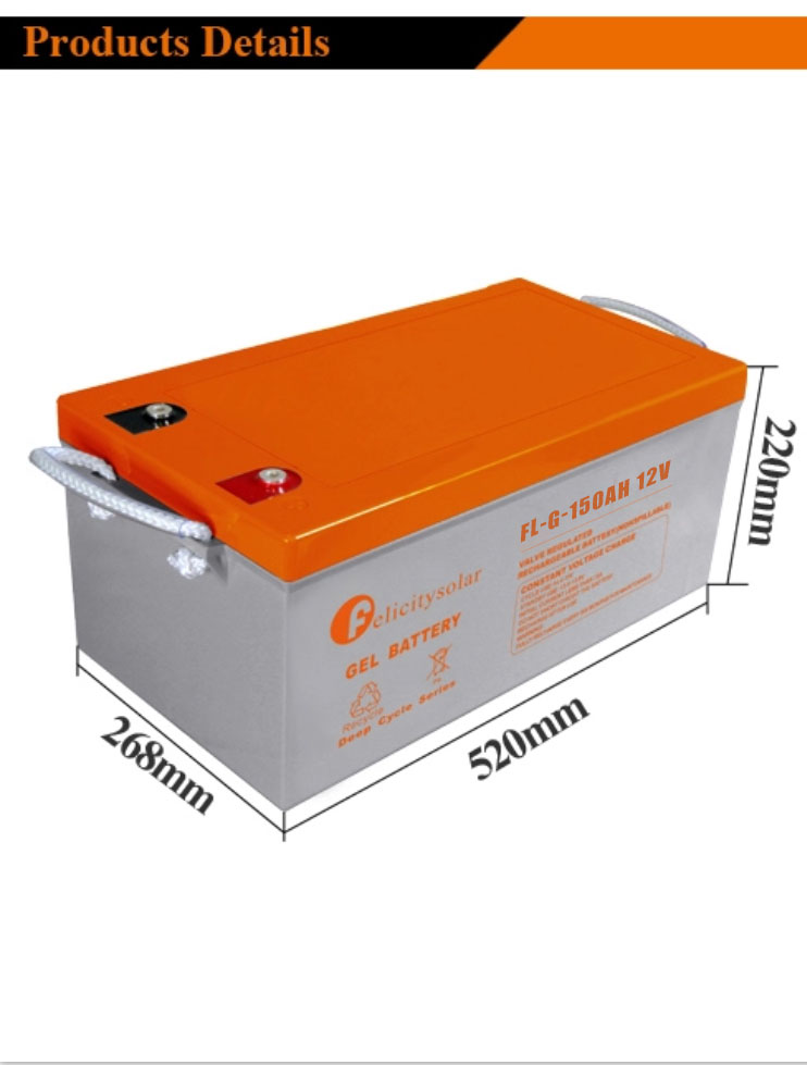 Good Quality Inverter Solar 150Ah 12V Gel Battery 