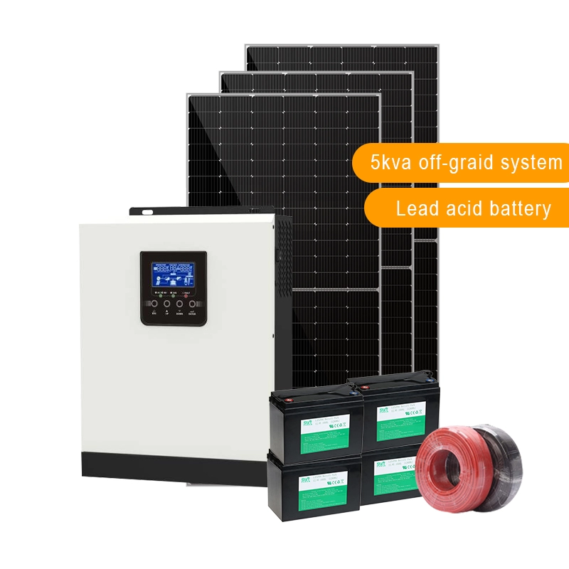 off grid solar home system 5000 watt power supply energy storage AC DC input output battery back up generator solar kits