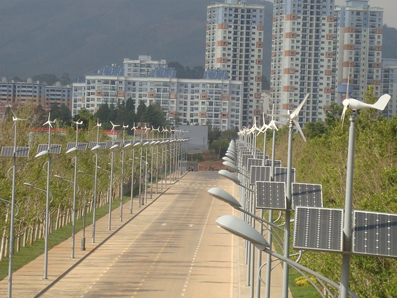 Solar Panels and Wind Turbines for Street Linght
