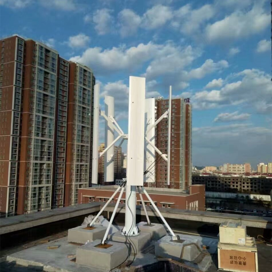 3kw 5kw VAWT Wind Turbine on Building Rooftop