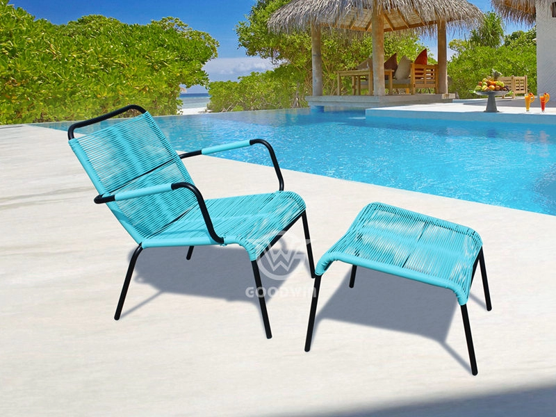Outdoor Balcony Furniture Lounge Chair With Ottoman
