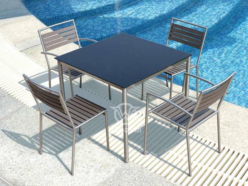 Stainless Steel Frame Poly-wood Dining Set For 4