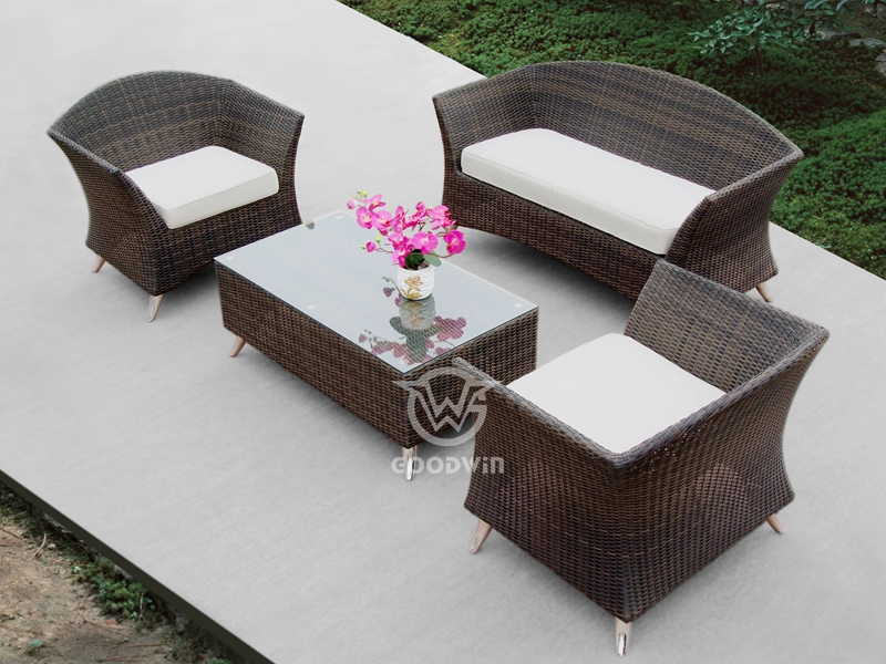 Outdoor Furniture Aluminum Frame Hand Weave Rattan Sofa Set
