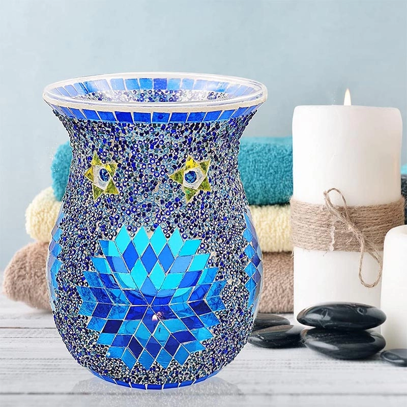 Blue flower mosaic oil burner