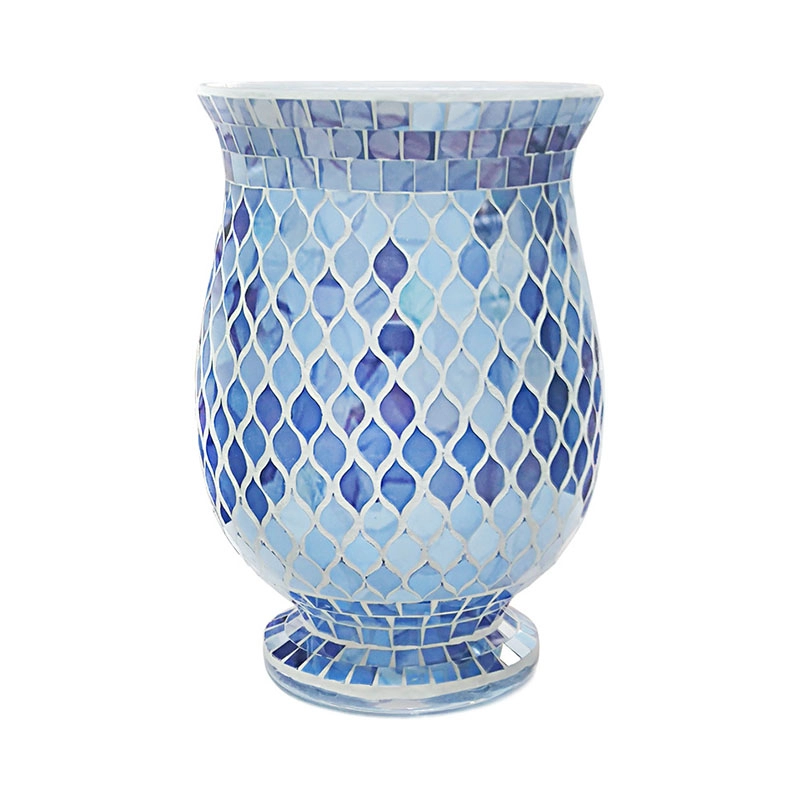 European-style big belly blue mosaic glass vase