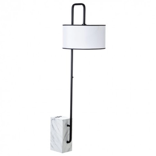 Modern white marble base floor lamp with power outlet and 2 USB ports