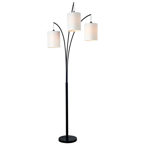 Mid Century Modern 3 Light Black Arched Floor Lamp