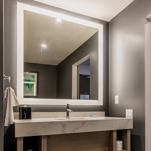 Contemporary Square Frameless Wall Mounted LED Illuminated Bathroom Mirror