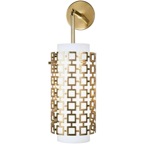1 Light Modern Brushed Brass Hanging Wall Sconce With Metal Outer Shade