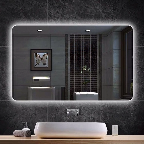 Contemporary Wall Mounted Frameless Rectangle Backlit Vanity Mirror