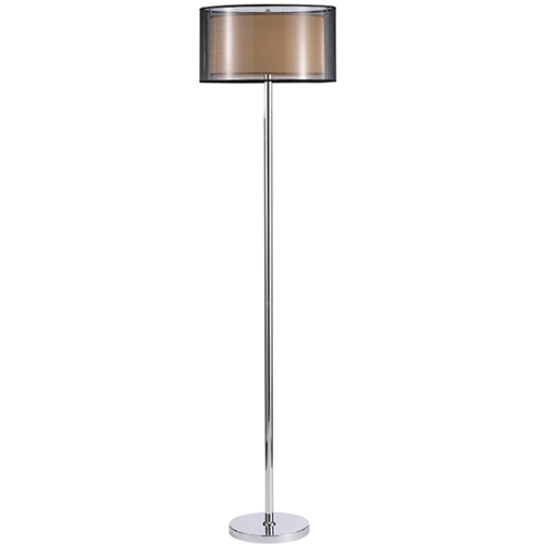 Modern Tall Polished Chrome Double Shade Floor Lamp