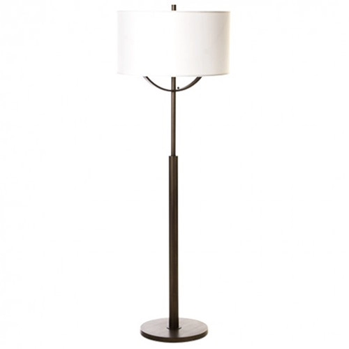 3 Bulb Modern Dark Bronze Floor Lamp With White Drum Shade