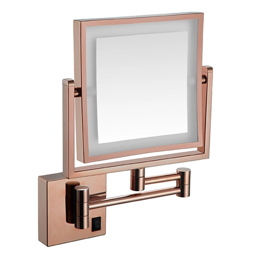 Square Rose Gold Double Sided LED Light Up Makeup Mirror