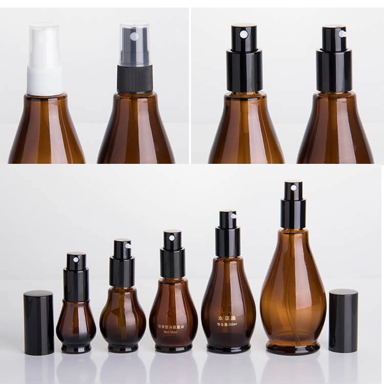 Single gourd shape amber glass bottles