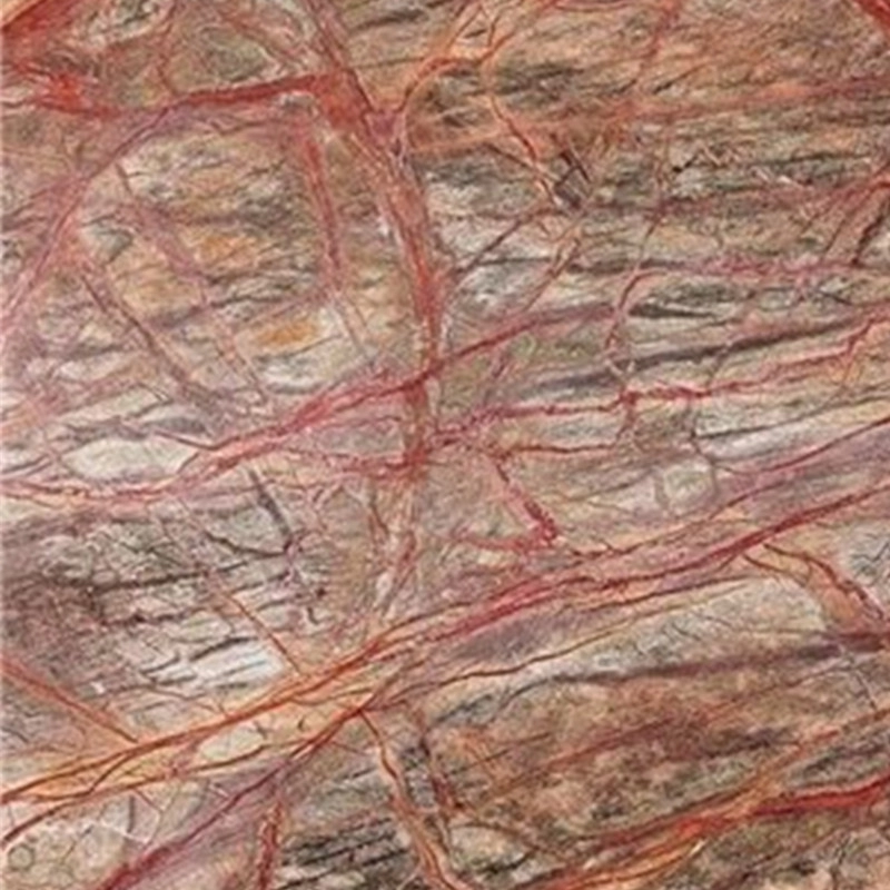 India Rainforest Brown-Red Marble Slab