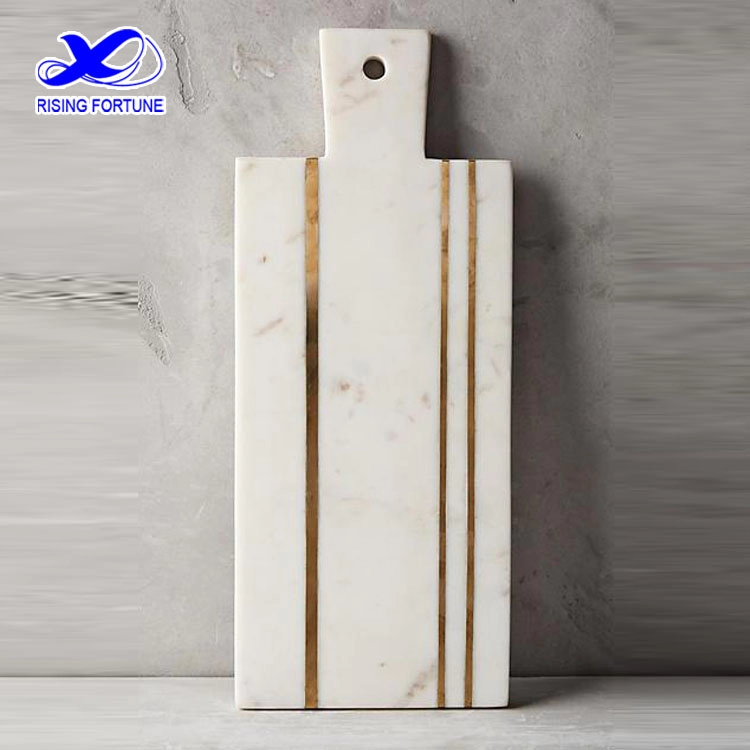 Marble brass inlay cheese board with handle