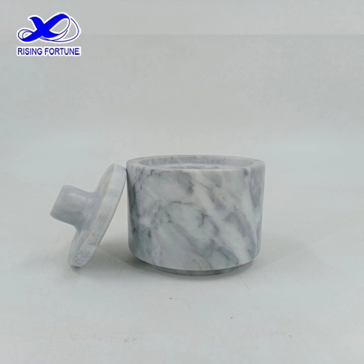 French white marble salt cellar with lid