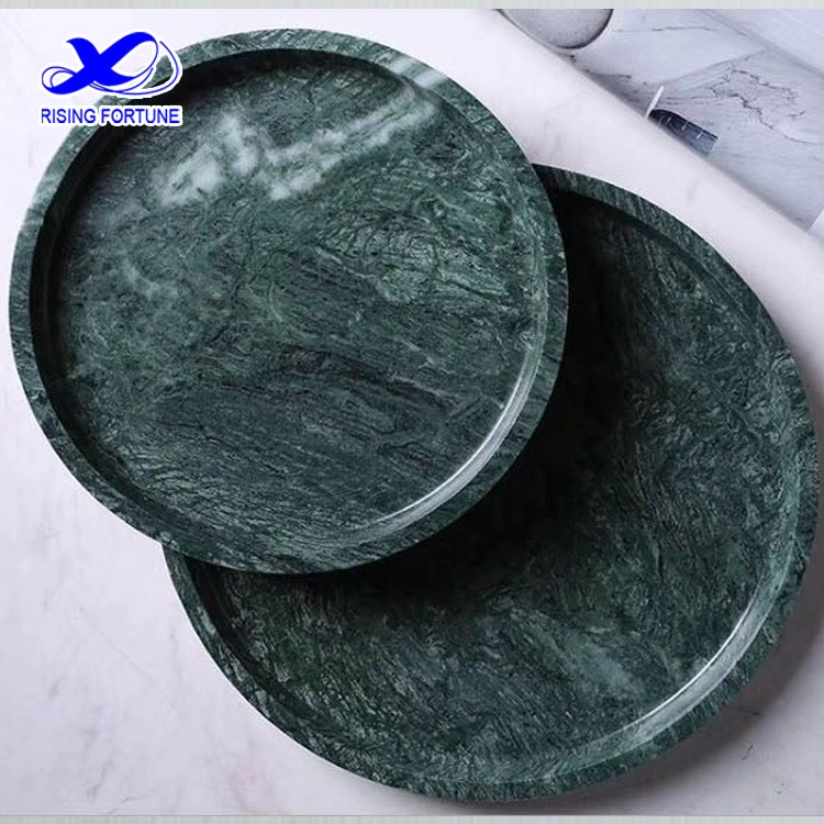 Round green marble serving tray