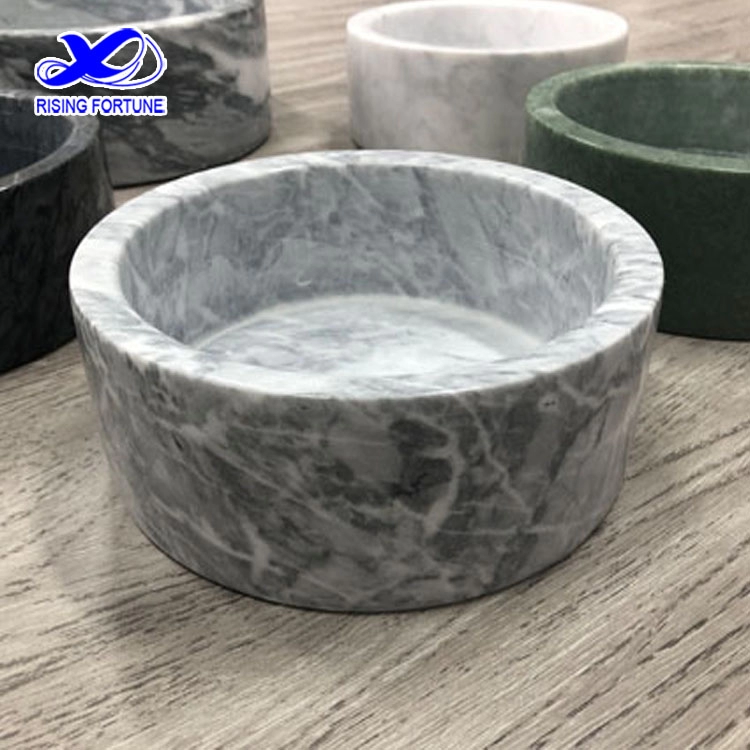 Custom LOGO White Luxury Marble Pet Bowl