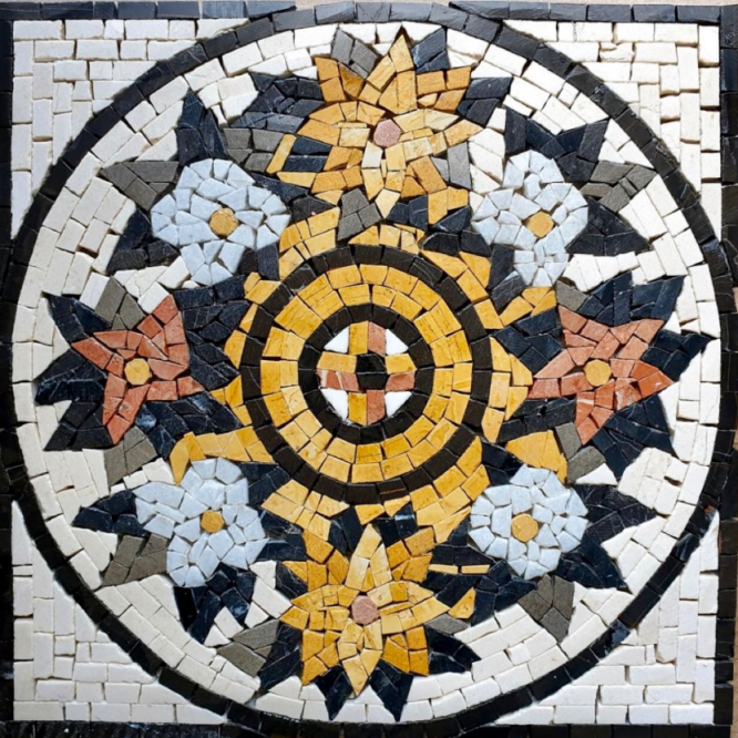 round marble mosaic tile
