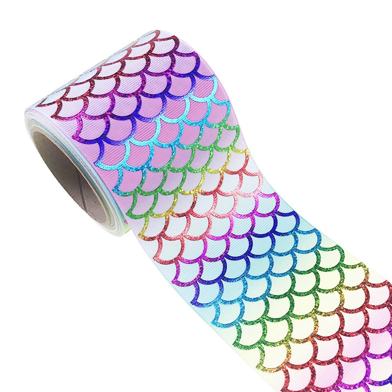 Hologram iridescent fish scales ribbon