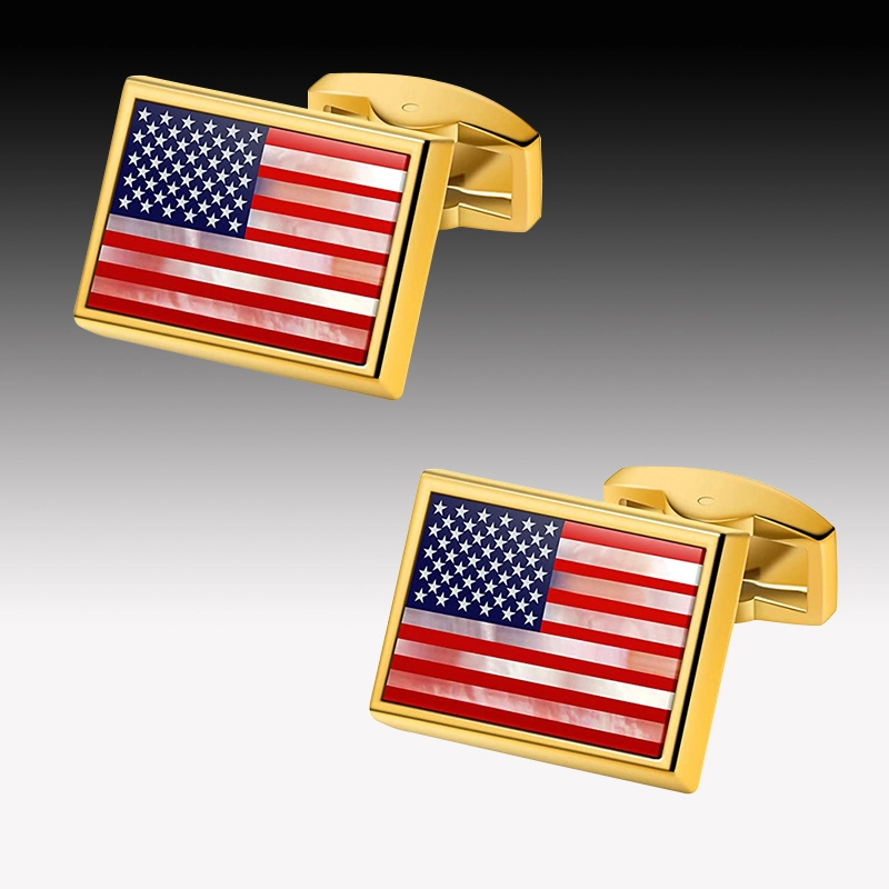 Cutom the usa flag gold set cuff link