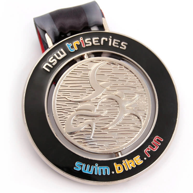 Spinning triathlon medals custom manufacturer