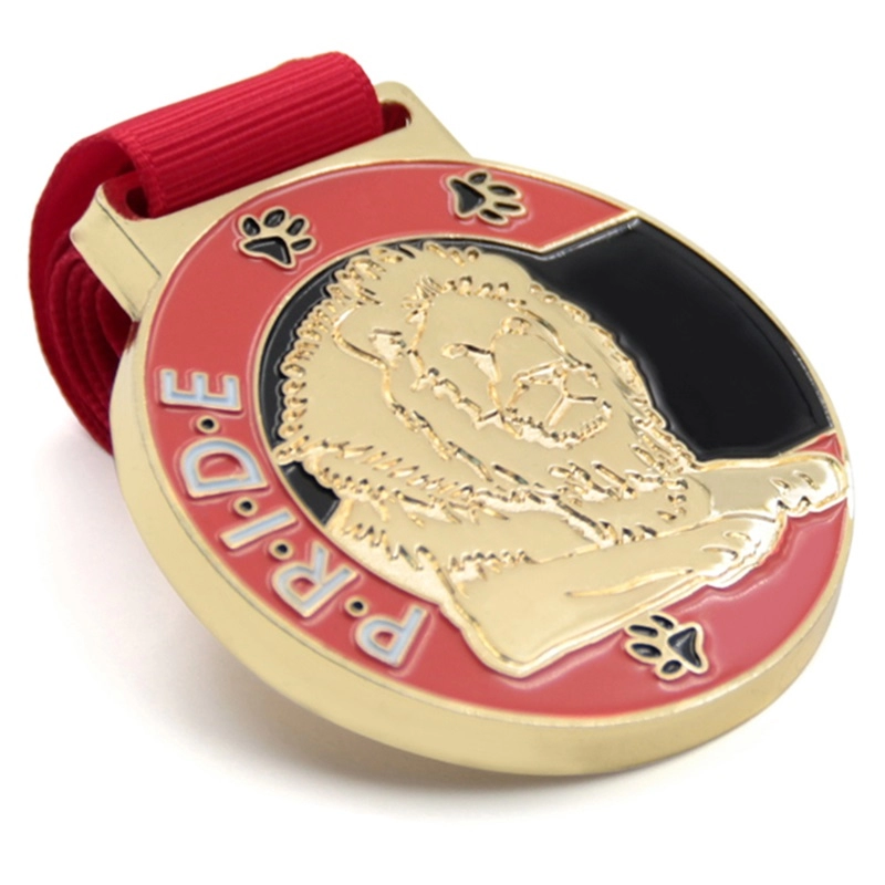 Proud 3d lion logo gold medal custom supplier