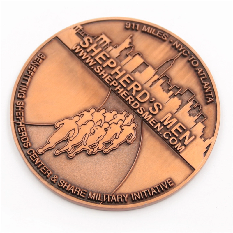Chinese factory custom red copper challenge coins
