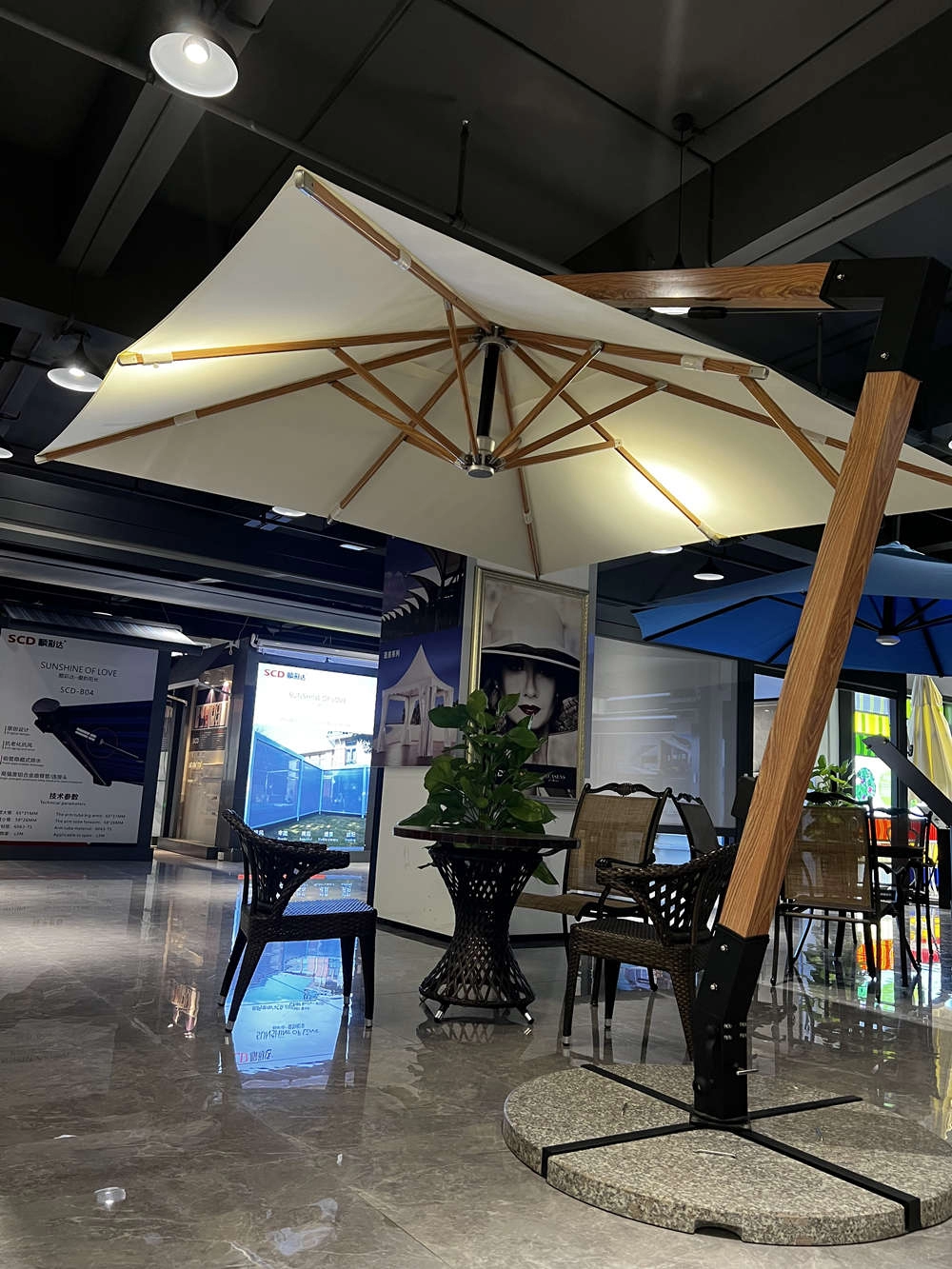 Wooden design Cantilever Offset Patio Umbrella outdoor Parasol umbrella