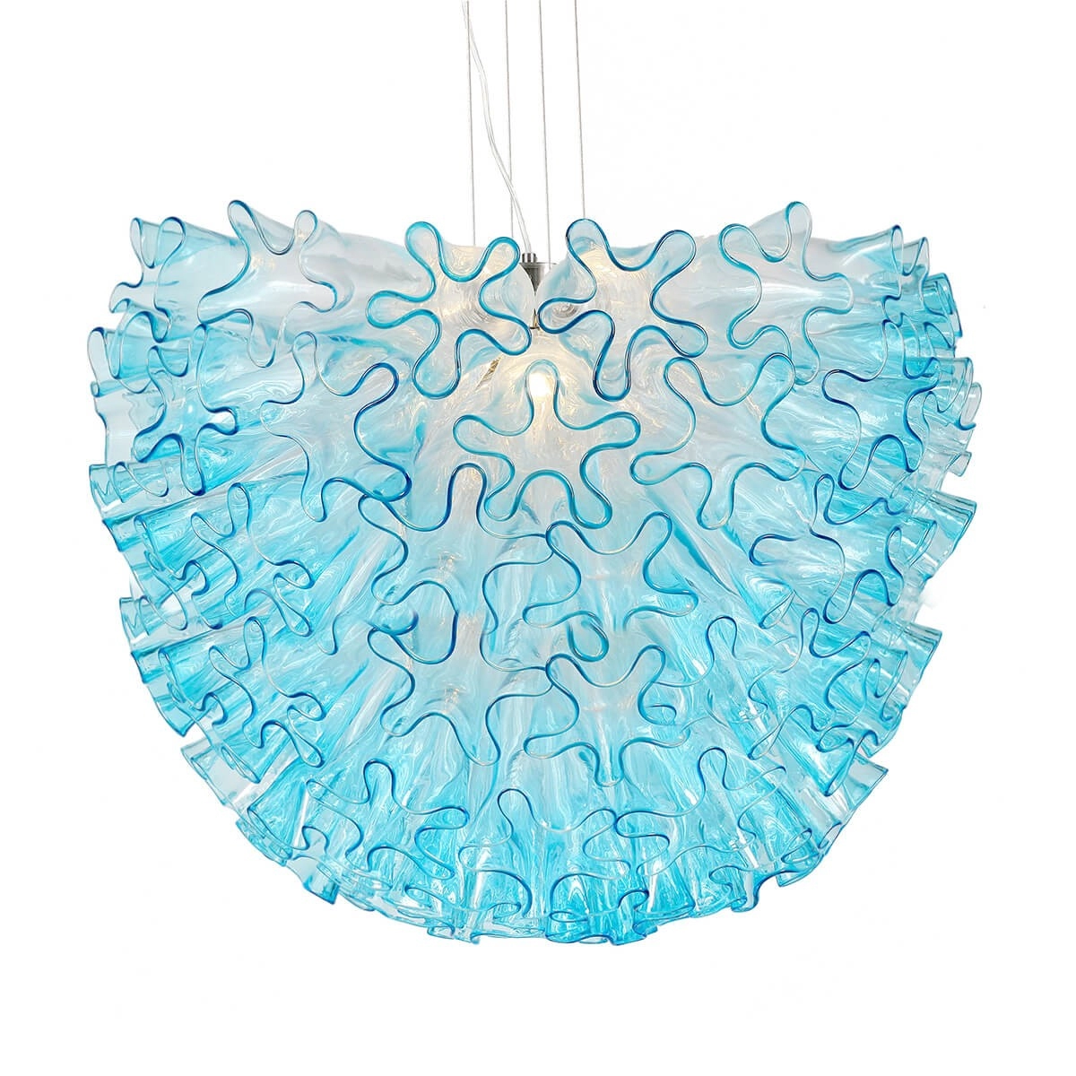 Blue Dahlia hand blown glass chandelier