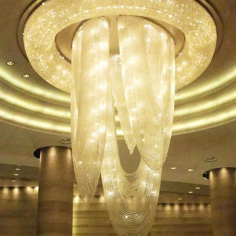 Large creative chrome rounded crystal drop ceiling chandelier