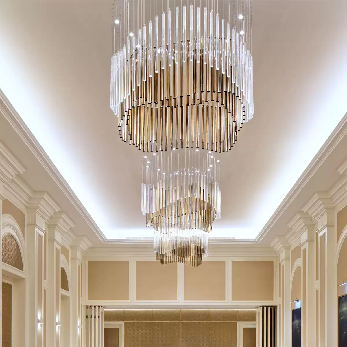 Art Glass rod chandelier for hotel lobby