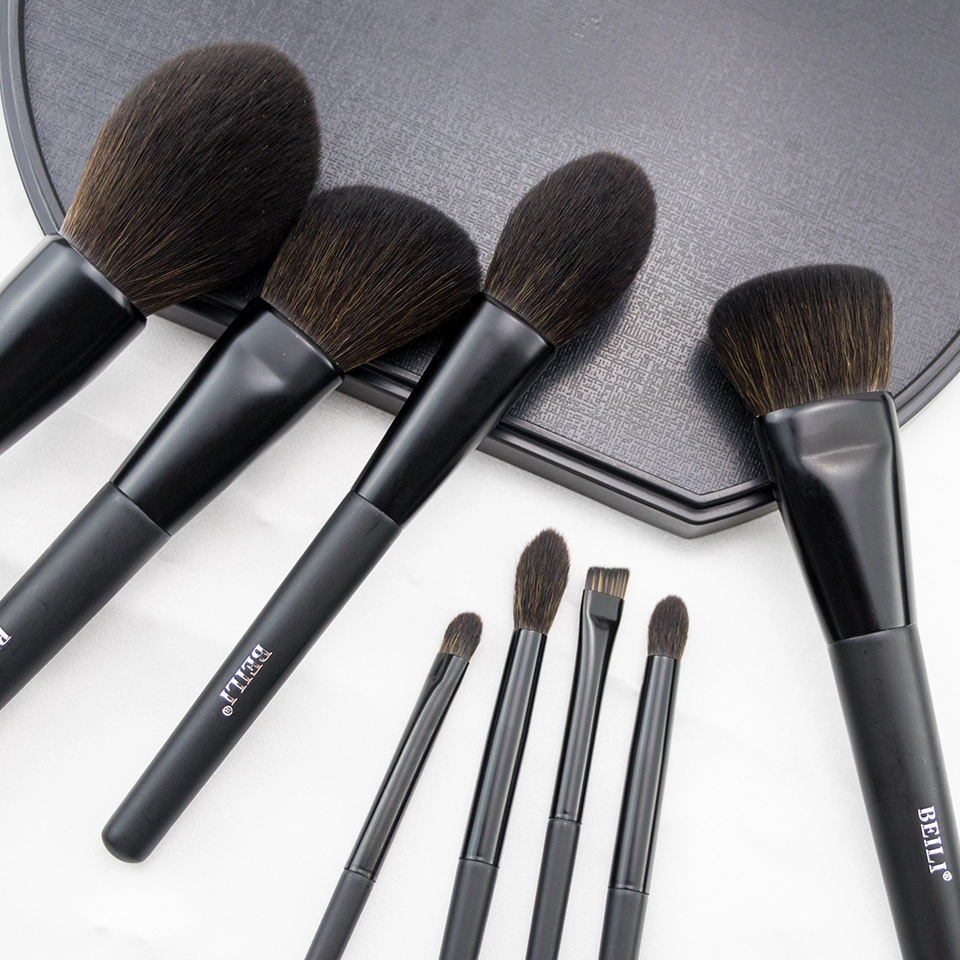 8pcs balck makeup brushes set  with logo wholesale