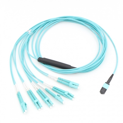 12 Fiber MPO-6LC Duplex OM3 Multi-mode Fiber Optic Harness Fan-out/Breakout Cable