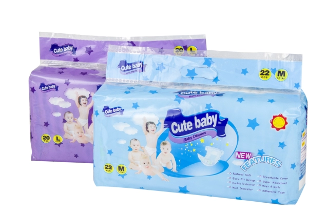 Economy PE Film Velcro Tape Baby Diapers Supplier