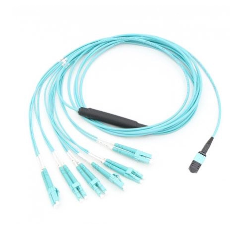 8 Fiber MPO(Male)-4LC Duplex OM3 Multi-mode Fiber Optic Harness Fan-out/Breakout Cable