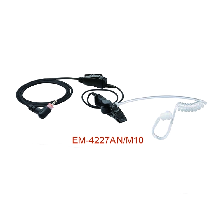EM-4342VN Braided Fiber Cloth 1 Wire Acoustic Tube earpiece with inline PTT/VOX and Mic