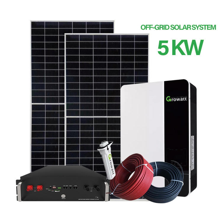 FOTOVO Off-Grid solar power system with 5kw 10kw 15kw Growatt off-grid inverter,half-cut cell solar panel and lithium-ion battery