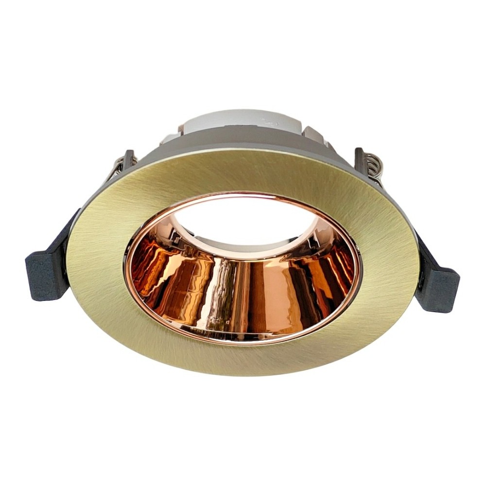 Adjustable Mr16 Gu10 Light Fixtures Round Brush Bronze Ring With Gold Reflector