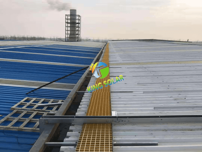 Color steel tile roof solar system walkway