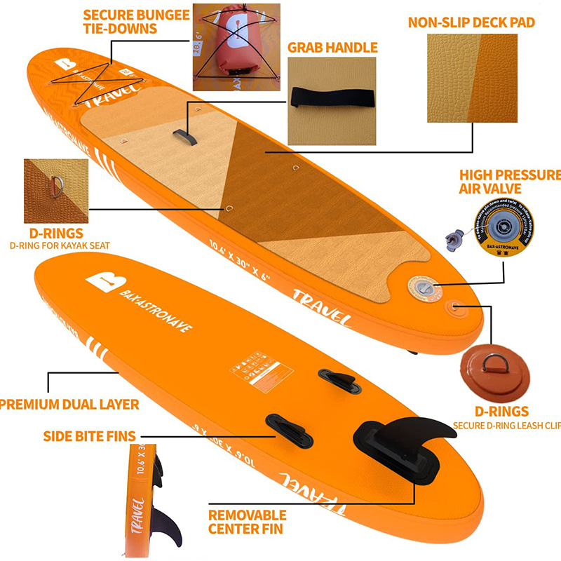 Orange color inflatable sup board