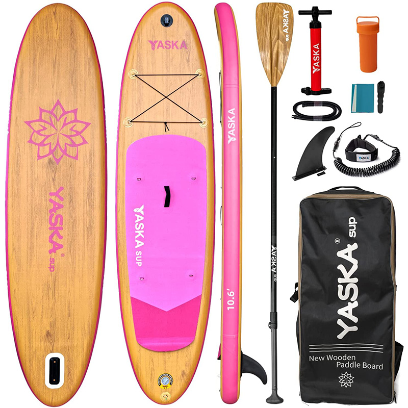 Wood Grain Inflatable SUP Board Paddleboard In 10'6ft