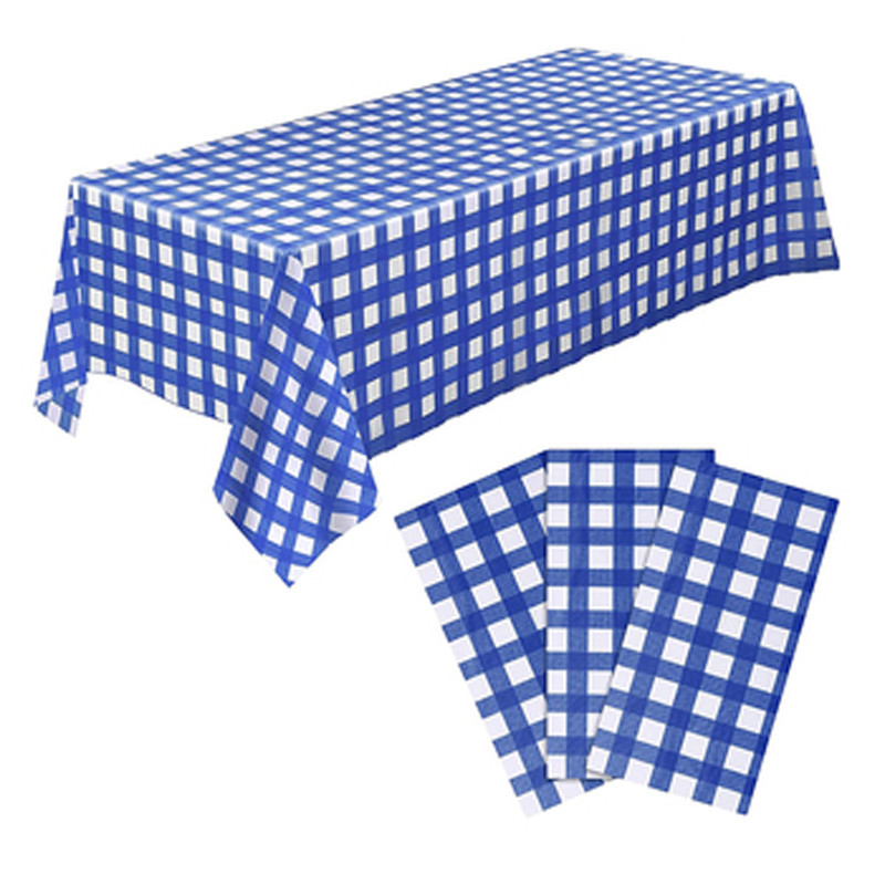 Custom Disposable Rectangular Plastic Red Plaid Tablecloth for Party
