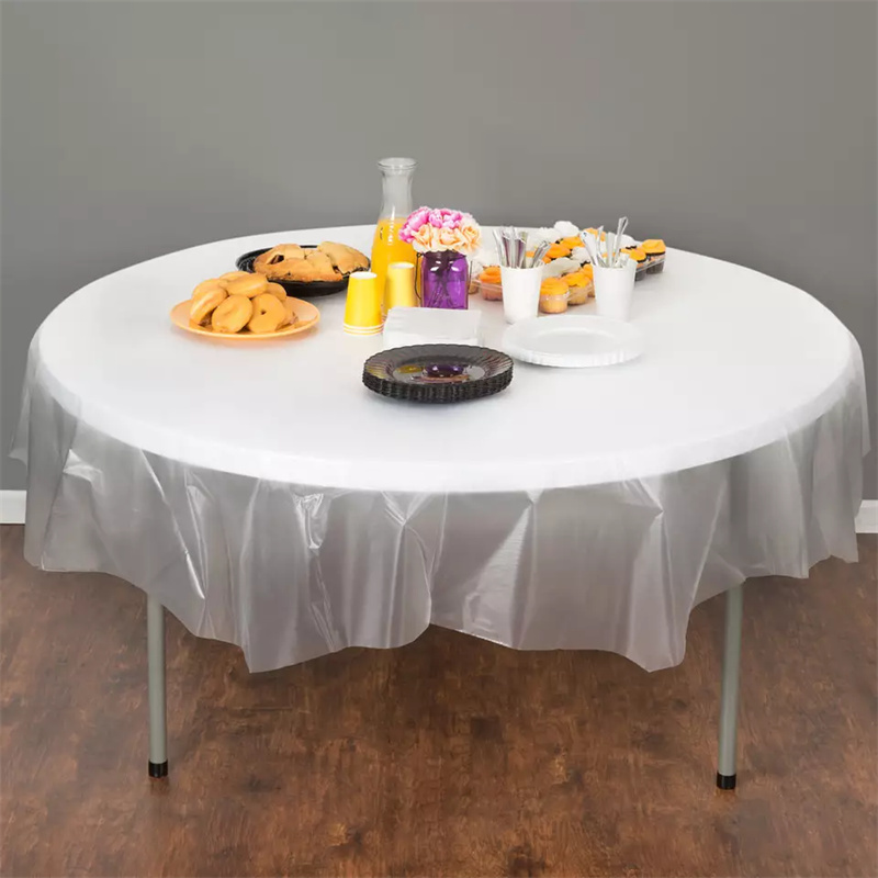 84 inch Party Disposable Plastic Round Tablecloths Customized Design