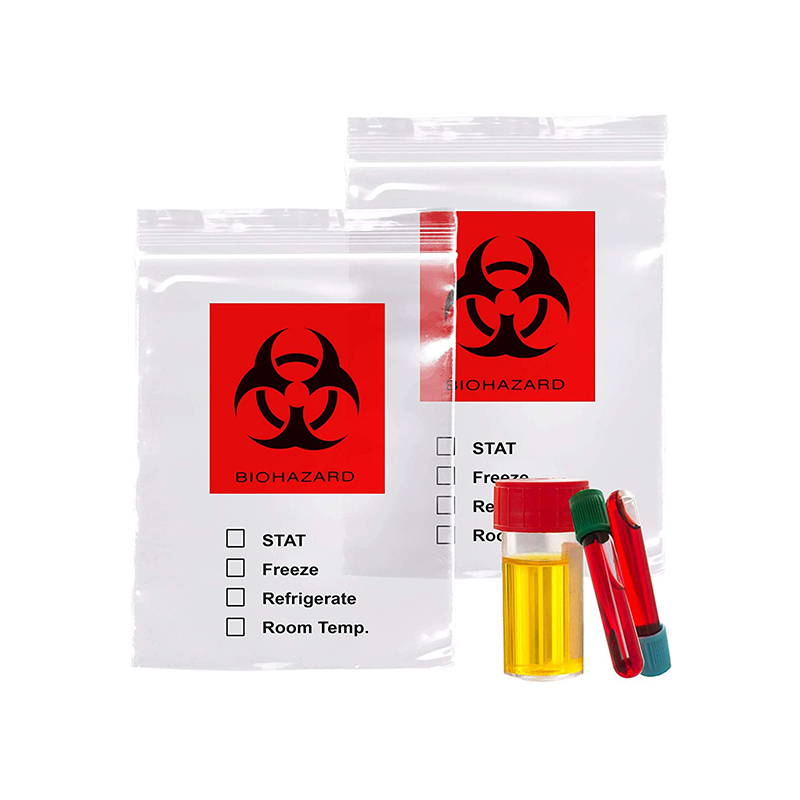 Factory direct Clear Polyethylene Red Biohazard specimen Bags