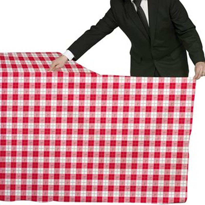 Custom Disposable Rectangular Plastic Red Plaid Tablecloth for Party