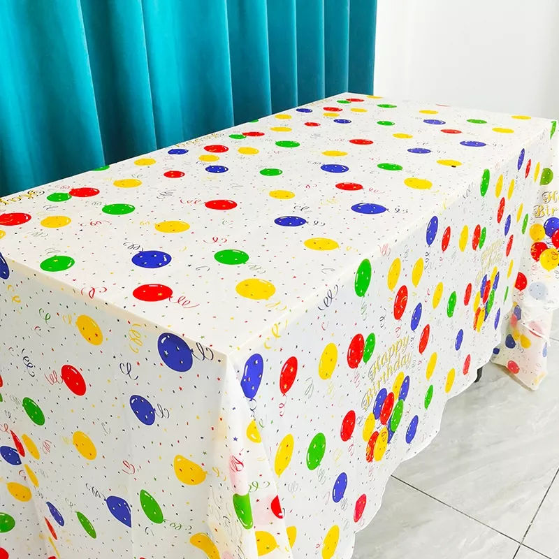 Kids Birthday Party Disposable Colorful Balloon Plastic Tablecloths